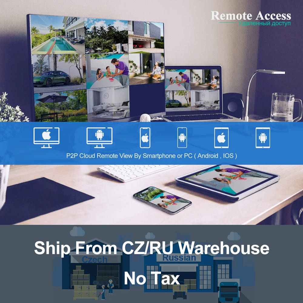 Камера наружного видеонаблюдения Techage H.265 инфракрасная камера безопасности 8