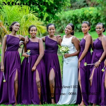 

Mbcullyd Long Bridesmaid Dresses 2020 Sexy Side Split Purple Wedding Guest Dress Vestidos de fiesta largos elegantes de gala