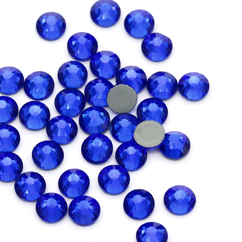 Круглые Синие Кристаллы Стразы для ногтей алмазное стекло для рисования Flatback Стразы горячего крепления страз для DIY пошив одежды ногтей искусство