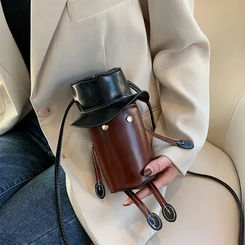 

Cartoon funny robot bucket bag birthday ugly cute one shoulder diagonal bag cute winter new 2020 fashion morden gift children