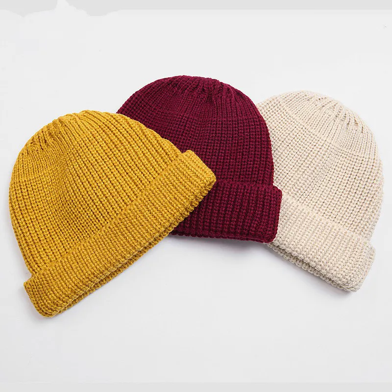Унисекс Зимние Вязаные Короткие нитки Дыня Skullcap мужские и женские шапочки шляпа Хип Хоп Взрослые теплые шерстяные вязаные эластичные Лыжные шапки 6 цветов