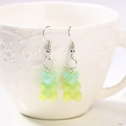 1 пара женских висячих сережек с блестками Gummy Bear разноцветные полимерные модные серьги с подвесками ювелирные изделия Diy - Окраска металла: as picture