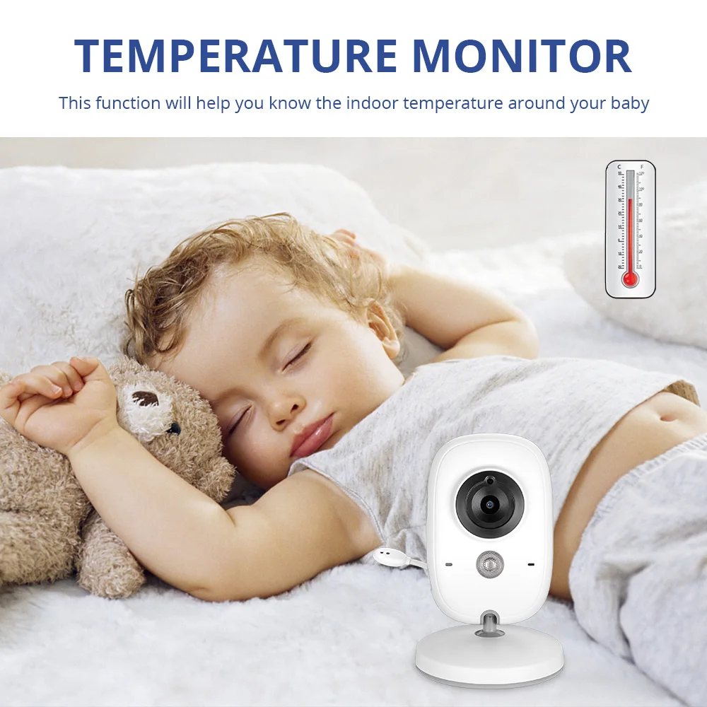 Moniteur Bebe Couleur Video Sans Fil 3 2 Pouces Haute Resolution Bebe Nounou Camera De Securite Vision