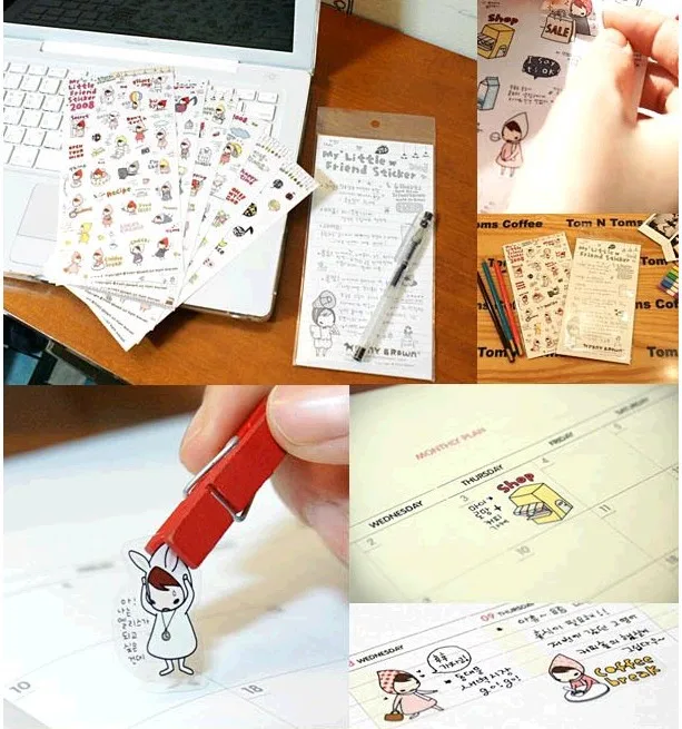 Cute Cartoon Little Red Riding Hood Transparent Sticker MY Little Friend Notebook Decorative Stickers 6 Sheets