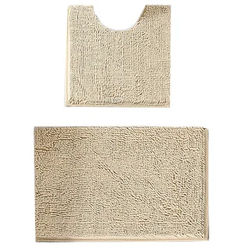 

2 Sets of Bath Mat Set, Bathroom Mat and Toilet Rug (with Non-Slip Bottom), Bathroom Rug for Shower Room, (Camel)