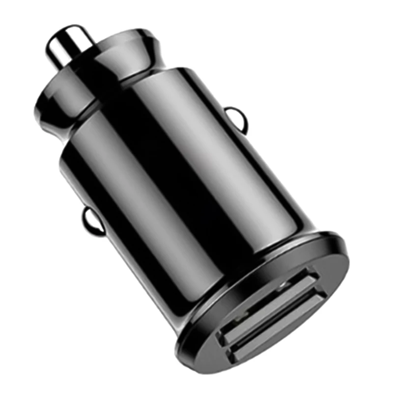 Автомобильное зарядное устройство мини двойной зарядное устройство USB Автомобильное стильное USB зарядное устройство для телефона 2 порта быстрое автомобильное зарядное устройство - Название цвета: Черный