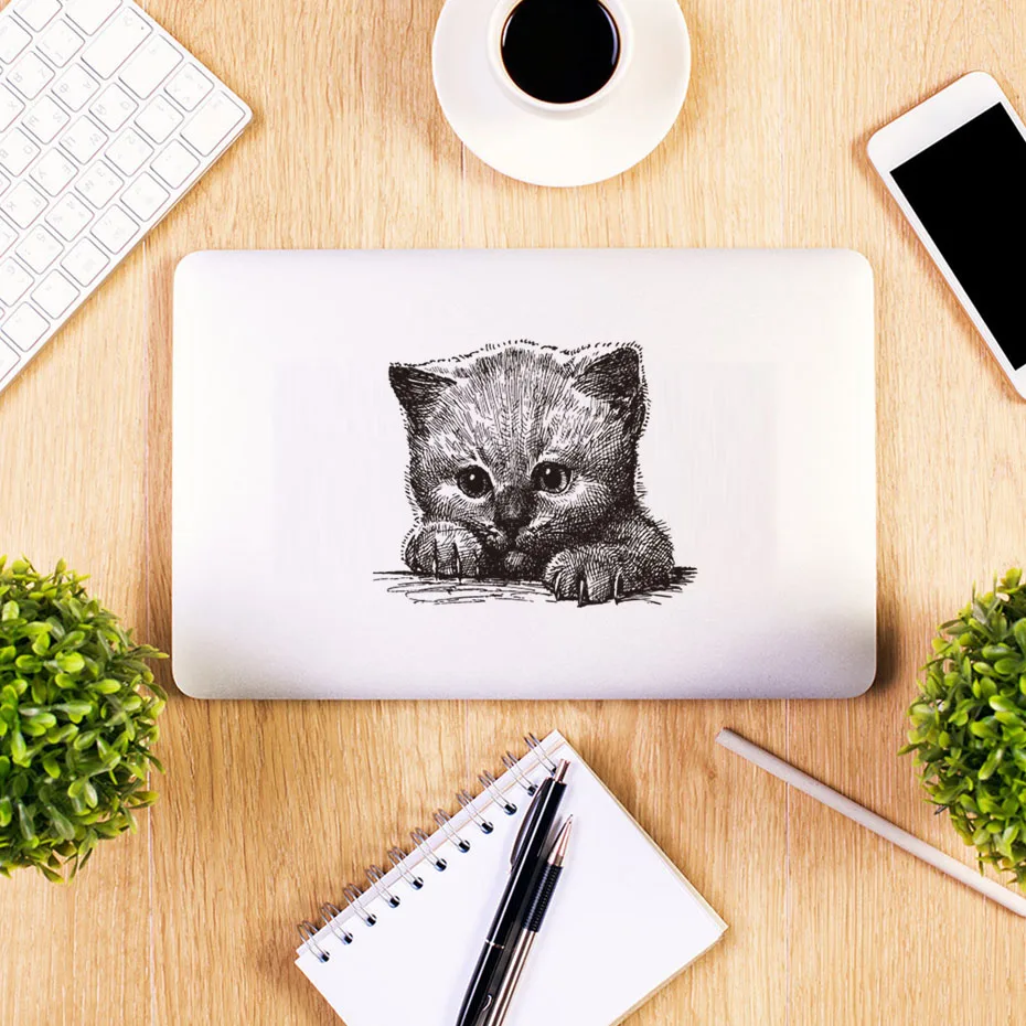 Lovely Cute Little Cat Baby Light Switch Stickers On Wall Art Sketch Laptop Decals for kids Nursery Room Home Decoration Mural (5)