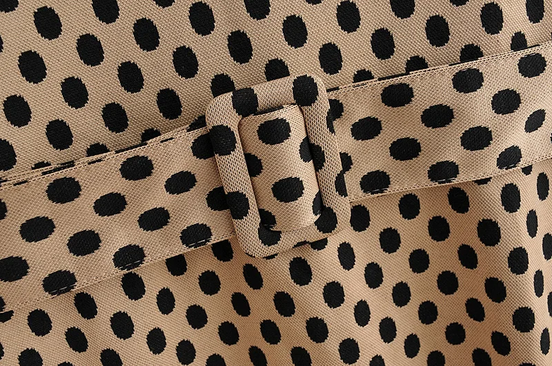 Мода za платье коричневого цвета в горошек с v-образным вырезом платье с рукавами-фонариками платье трапециевидной формы с поясом мини Стильное женское платье vestidos