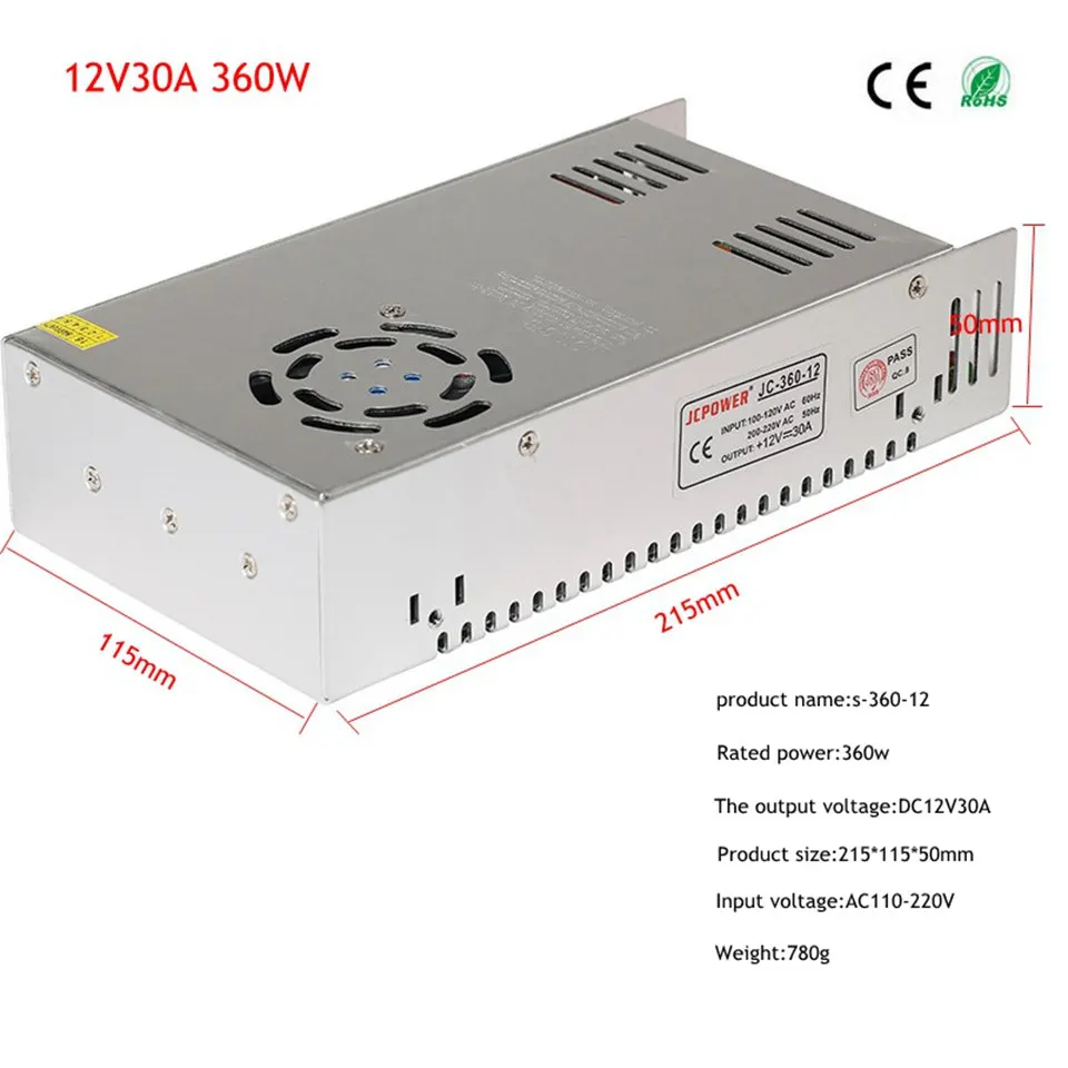 Питание DC 12V 1A 2A 3A 5A 10A 12A 15A 20A 30A 40A светильник ing трансформатор для Светодиодные ленты светильник переключения драйвер адаптера питания