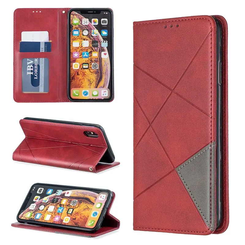 

Rhombus Flip Folio Wallet Pu Leather Magnetic Protect Case Cover Skin For Samsung Galaxy Note 10/Note 10 Pro