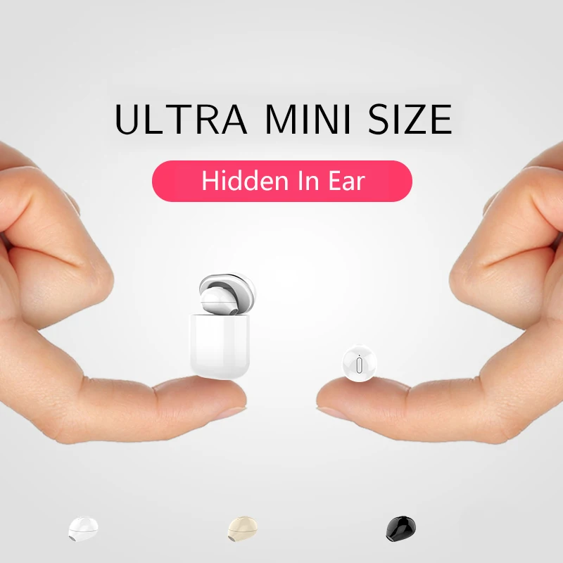 Миниатюрные беспроводные наушники невидимые Bluetooth с кнопкой управления