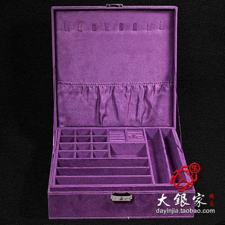 

Double Layer Korean-style Style New Style Lock Occident Fashion Princess Jewelry Box Shelf Bag Multi-ge rong bu Jewlery Box