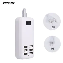 XEDAIN EU/US 3A штепсельная розетка док-станция для быстрой зарядки удлинитель, адаптер питания для сотового телефона планшета хорошее Зарядное устройство USB концентратор 6 портов