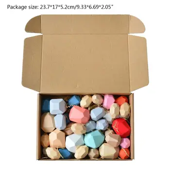 

2020 New 36 Pcs Children Wooden Colored Stone Stacking Game Building Block Education Toy