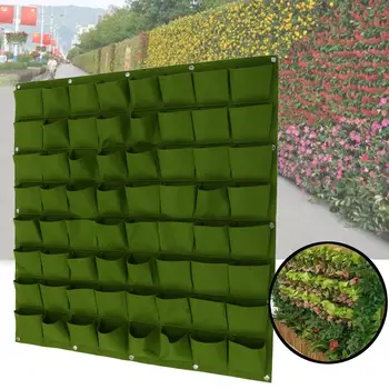 

9-64 Pockets Plant Pot Felt Vertical Garden Hanging Green Wall Planters Pouch Bag