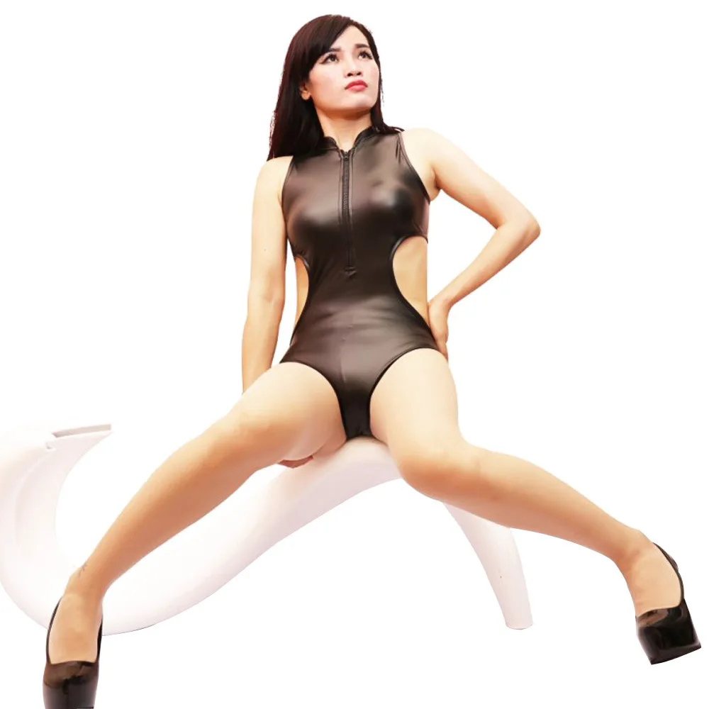 Полый сексуальный черный боди латекс Боди для танцев на шесте Babydoll Клубная