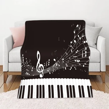 

Music Notes Summer Air-Conditional Throw Home Decor Blanket Soft Flannel Office Nap Car Sofa Fashion Custom Blankets for Adults