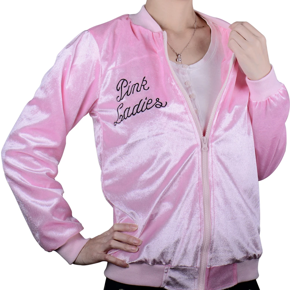 Greaser cosplay Costume 50s рокабилли розовая Дамская/Т-куртка с изображением птиц для взрослых женщин и мужчин на Хэллоуин нарядное платье