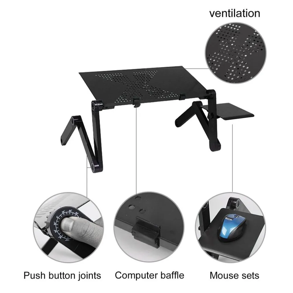 Столы для ноутбуков из алюминиевого сплава Регулируемый складной компьютерный ноутбук Lap PC складной стол вентилируемый стенд кровать лоток для дивана кровати