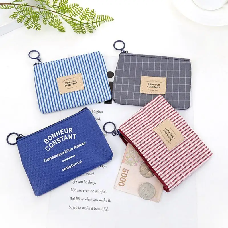 New Fashion Canvas Wallet Women Card Holder Key Mini Wallet Canvas Bag Zipper Coin Purse Card Holder Storage Bag For Kid