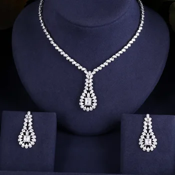 

Nigeria 2pcs Bridal Zirconia Jewelry Sets For Women Party, Luxury Dubai Nigeria CZ Crystal Wedding Jewelry Sets