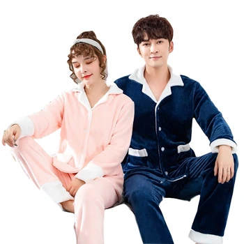 

Flannel Men's Home Wear In Large Size Flannel Pajama Ladies Winter Couple Set With Extra Thickness And Flannel Coral