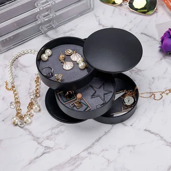 

4-Tier Jewelry Organizer Box Tower Rings Earrings Storage Case Holder Necklace Bracelet Display Tray 360°Rotating Showcase