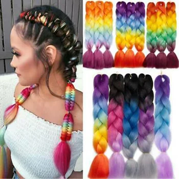 

Glamo 24 Inch Kanekalon Ombre Braiding Pre Stretched For Box Twist Wholesale Synthetic Jumbo Crochet Hair Extension For Braids