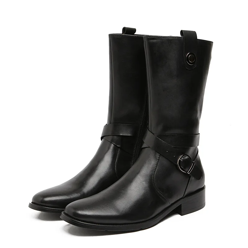 

Trend Men Leather Boots Round Toe Boots Men Pure Leather Botas Hombre Black Brown Work Shoes Bang Men Boots
