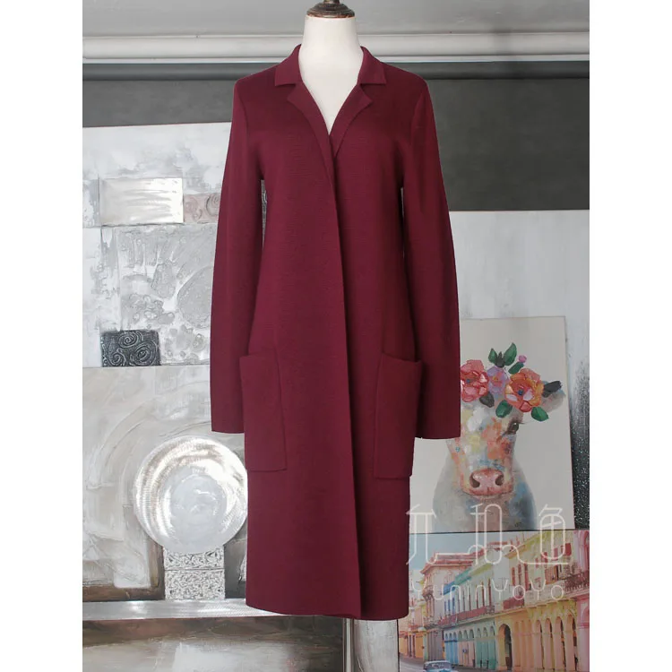 YUNINYOYO Big brand style small lapel double weave100% merino wool women knitting long cardigan, thin coat/windbreaker?2colours YUNINYOYO Big brand style small lapel double weave100% merino wool women knitting long cardigan, thin coat/windbreaker?2colours