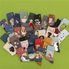 3 пары в партии, хлопковые носки для мужчин и женщин, оригинальные носки Harajuku с рисунком, милые счастливые носки, 35-43