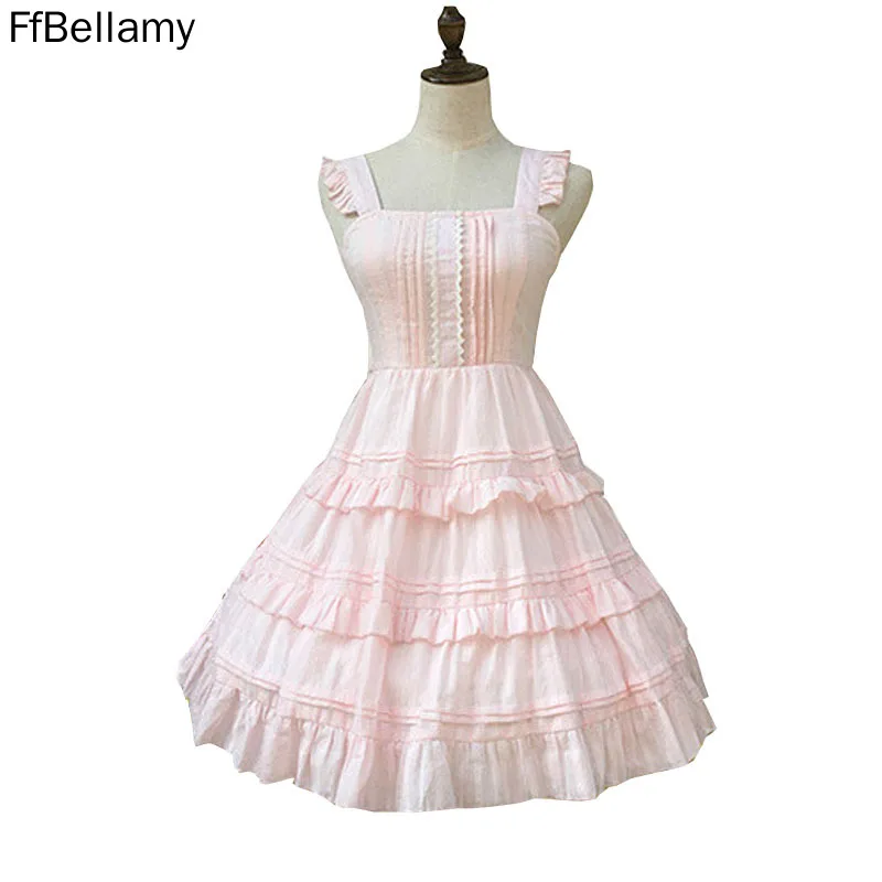 

Solid Color Pink Knee Length Dress Lolita Girls' Dress Accessories