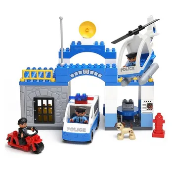

Hospital Police Station Fire Series Ambulance Helicopter Police Vechiles Car Large Building Blocks Parts Compatible