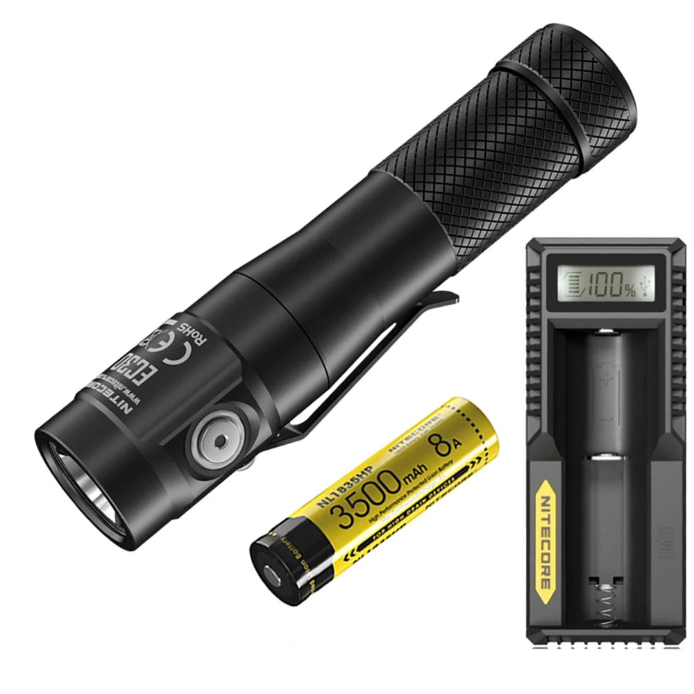NITECORE EC30 тактический фонарь XHP35 HD max 1800 люмен луч бросок 220 метра уличный фонарик поиск спасательный ручной фонарь - Испускаемый цвет: EC30 3500mAh UM10