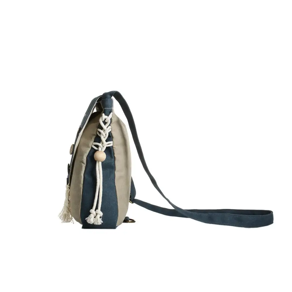 Женская сумка через плечо с бахромой в стиле ретро, парусиновая сумка-мессенджер, Национальный персонаж Dongba, ручная работа, сумка на плечо, этническая Повседневная сумка для девочек