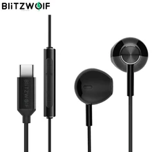 BlitzWolf-auriculares con cable tipo C, con controlador dinámico de 14,2mm, auriculares de media oreja con USB para estéreo HiFi, videojuegos y reuniones, con micrófono auriculares con cable para auriculares