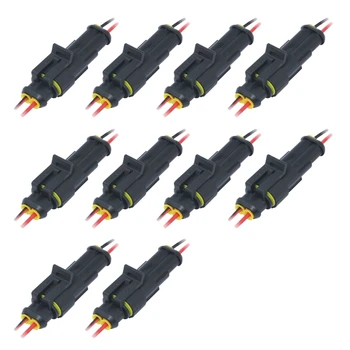 

10Pcs 2Pin Way Car Waterproof Male Female Electrical Connector Plug Wire Kit Set
