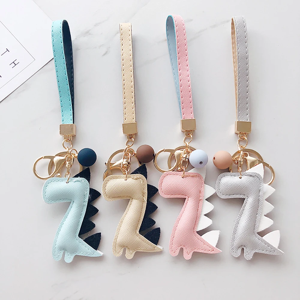 Милый кожаный брелок динозавра Kpop аксессуары Llaveros Kawaii Porte Clef Animaux рюкзак сумочка кулон подарок для детей