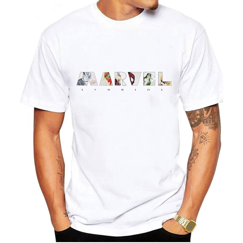 

LUSLOS MARVEL Studios T Shirt Hero Tshirt Mens T-shirts Graphic Digital Print Male White T Shirt Summer Men Clothes 2019