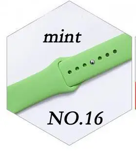 mint Силиконовый спортивный ремешок для iWatch 5, 40 мм, 44 мм, цветной мягкий браслет, ремешок для Apple Watch, 42 мм, 38 мм, 1, 2, 3, 4, аксессуары - Цвет ремешка: mint