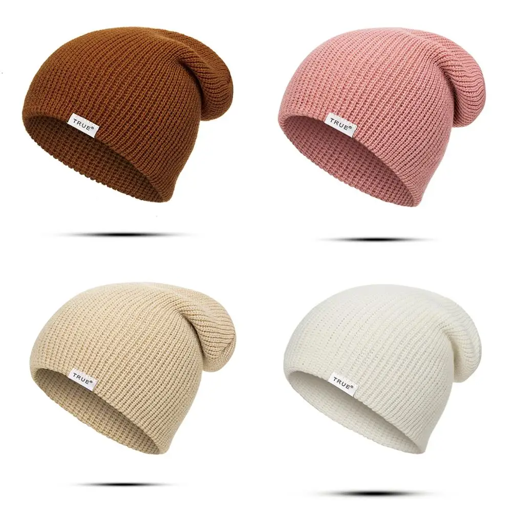 RUINPOP, зимние женские и мужские вязаные шапочки, одноцветная шапка Skullies Beanie, шапка, хип-хоп шапка с буквенным принтом, 10 цветов