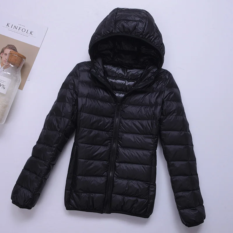Осенне-зимняя куртка женская плюс размер 4XL 5XL 6XL 7XL с капюшоном черная простая куртка-пальто пуховики с розовым утиным мехом короткие парки