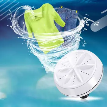 

Mini Portable Ultrasonic Turbo Washer Personal Laundry Rotating Washing Machine USB Charging for Travel Home Business