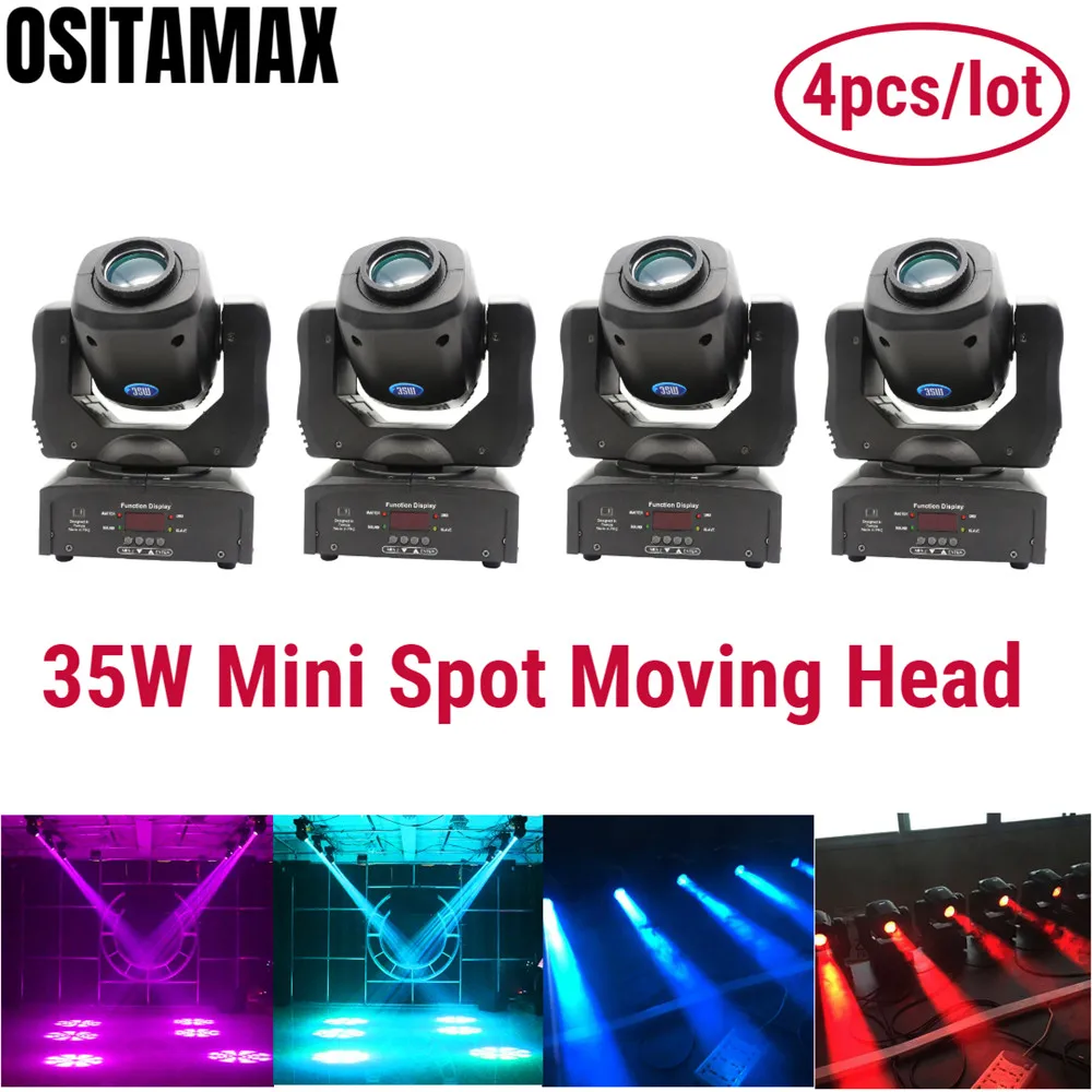 

free shipping 4pcs/lot LED Spot Light 35W Mini Gobo Stage Light Wash DMX512 Disco Party Light Spot Moving Heads