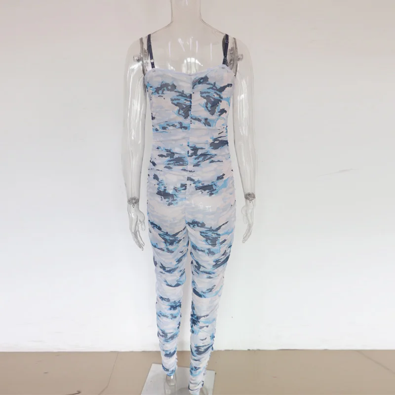 Beyprern Fashion Sleeveless Tie-Dye Printed Sexy Jumpsuit Women Overalls Summer Fashion Mesh Ruched Party Jumpsuit Female Romper Beyprern Fashion Sleeveless Tie-Dye Printed Sexy Jumpsuit Women Overalls Summer Fashion Mesh Ruched Party Jumpsuit Female Romper