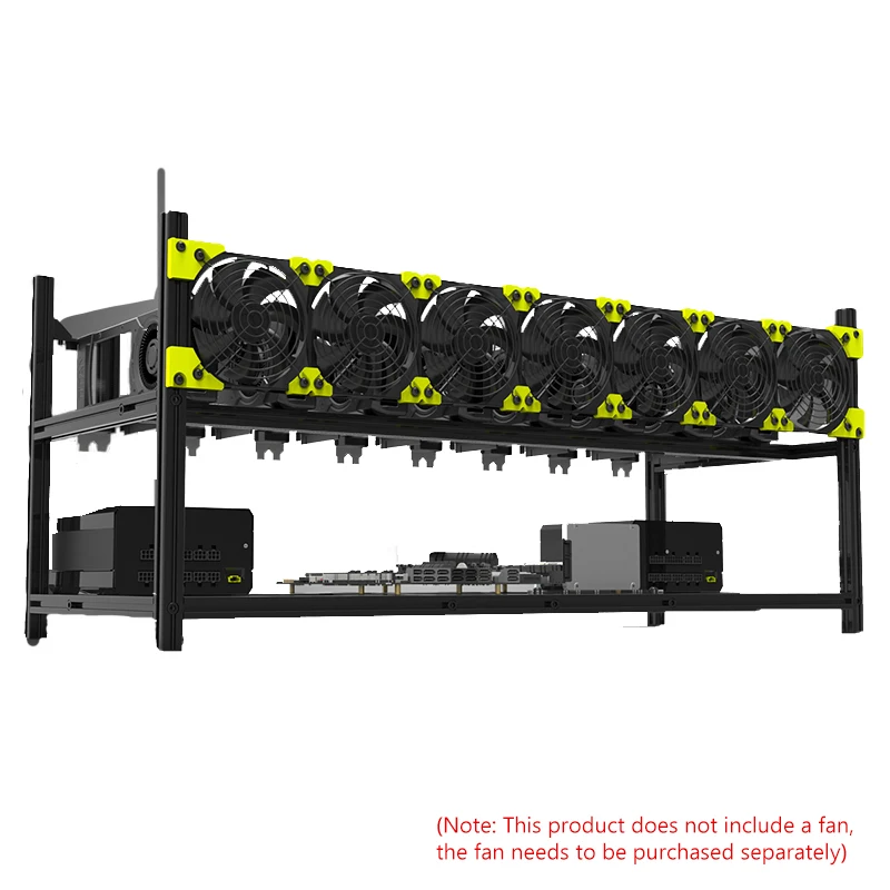 8 Gpu 8 Card Rack Grafico Rack In Lega Di Alluminio Rack Multi-Grafica Profondità Chassis Scheda Grafica Chassis Server Nero