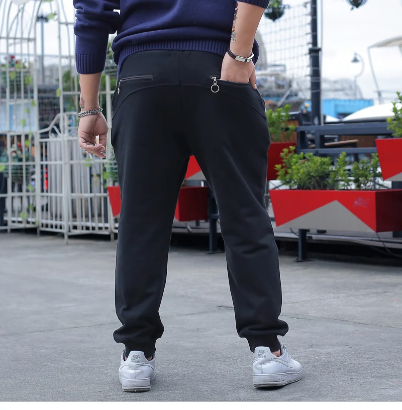 100 cotton casual pants mens streetwear black sweatpants male joggers autumn gym sport trousers winter thick 2