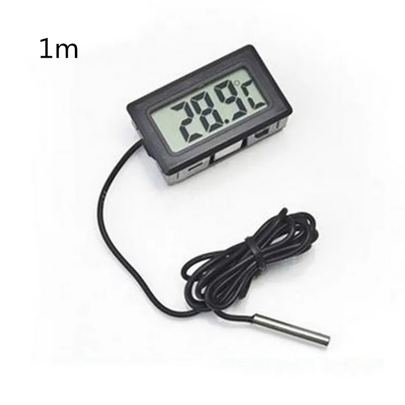 black wired 1M Junejour Температурный датчик цифровой lcd термометр с зондом аквариумный термометр - Цвет: black wired 1M