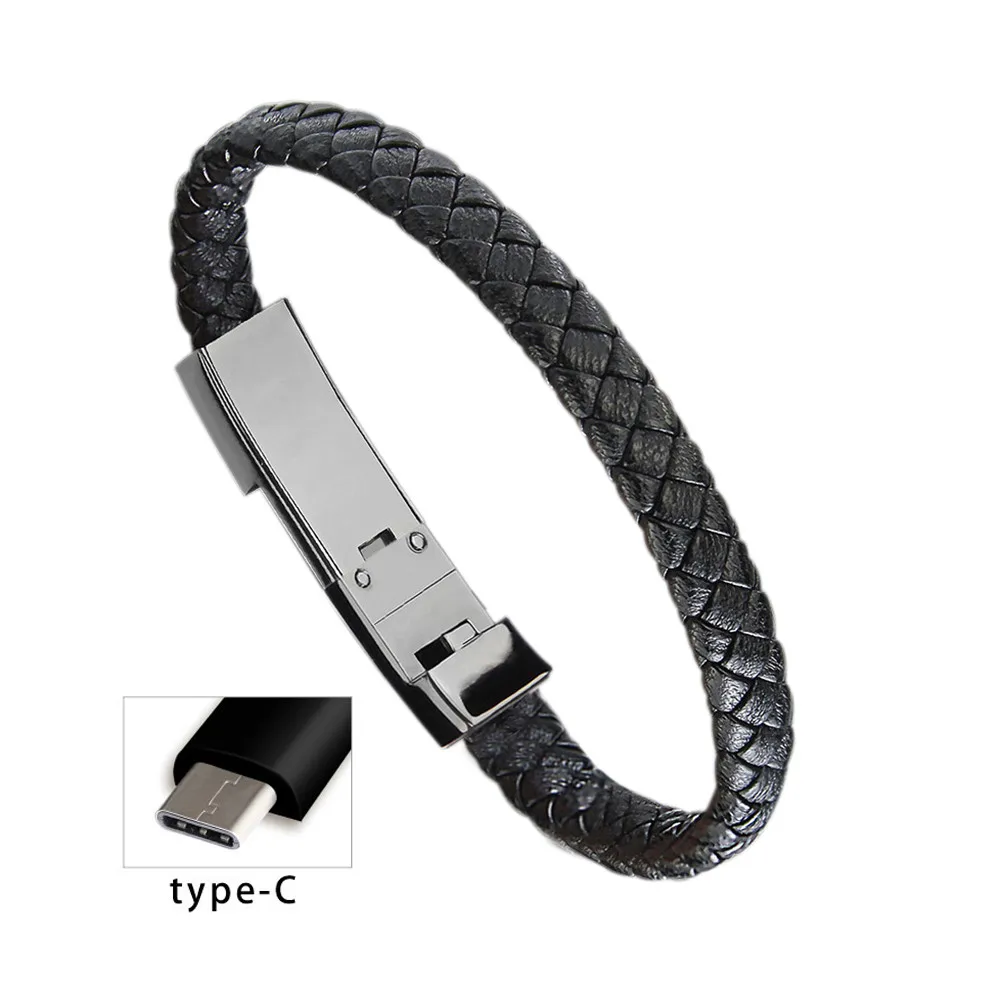 Portable Bracelet Wristband USB Cable Phone Charger For Samsung Huawei XiaoMi Charging Data Sync Cord Micro USB Type C Cable
