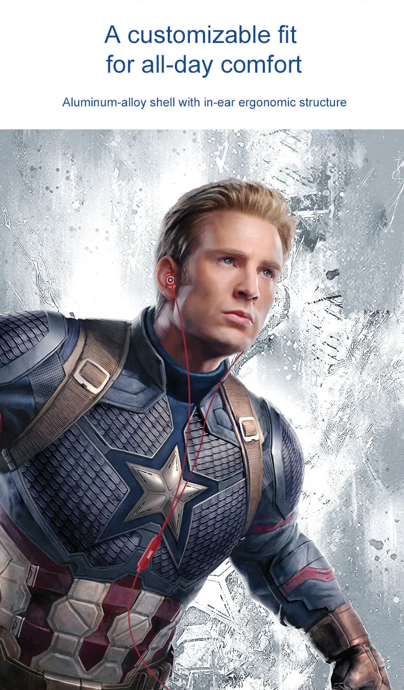 Marvel сертифицированные оригинальные наушники Captain America проводные Hi Fi
